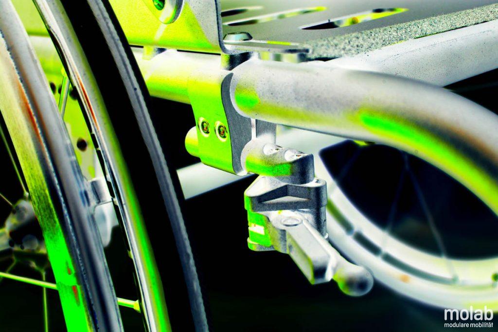 Kompaktbremse bei dem G6 Rollstuhl im Detail.